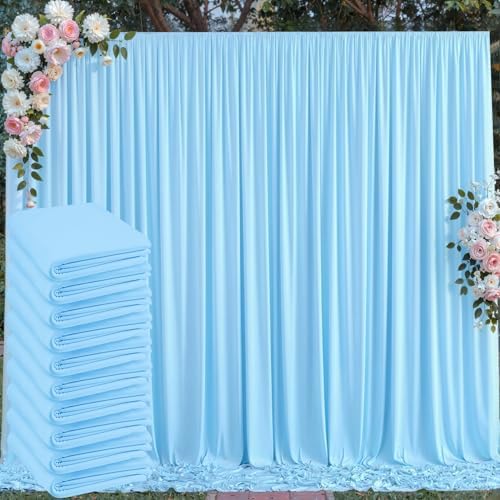 50 ft x 10 ft Wrinkle Free Blue Backdrop Curtain Panels, Polyester Photography Backdrop Drapes, Wedding Party Home Decoration Supplies by Outpain