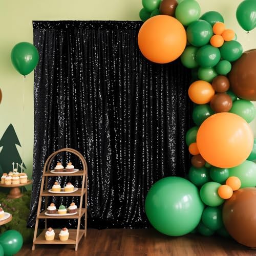 PartyDelight Black Sequin Backdrop Curtains 2x8ft 4 Panels - Image 2
