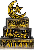 Moucuny 4 Pcs Ramadan Mubarak Wooden Block Signs, Farmhouse Table Decor by Moucuny
