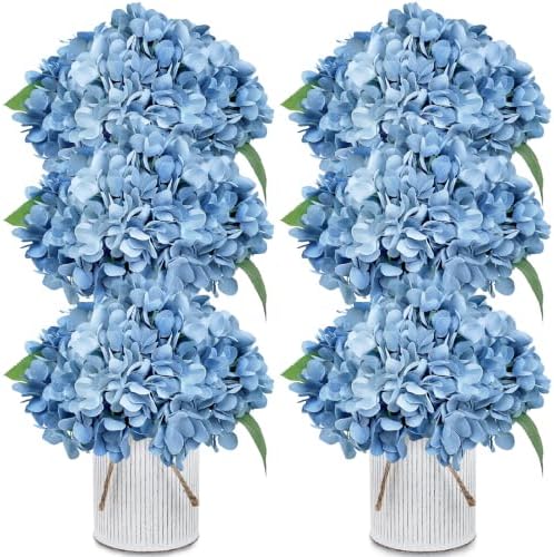 Set of 6 Artificial Flower Table Centerpieces (Dusty Blue, 6 X Flower Table Centerpieces) by XOETCP