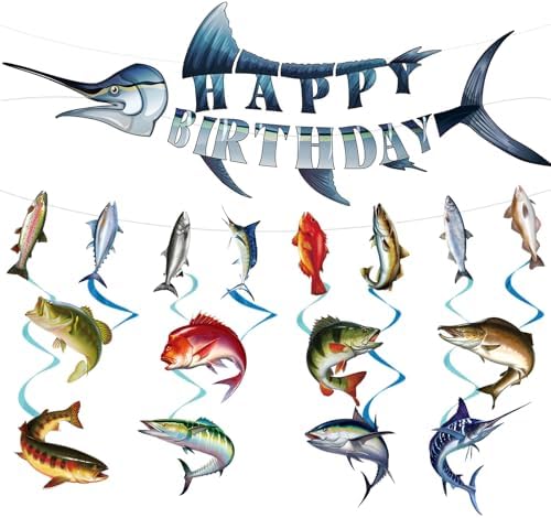 Fishing Birthday Party Banners Hanging Swirls Decorations 10PCS by InIsaJace