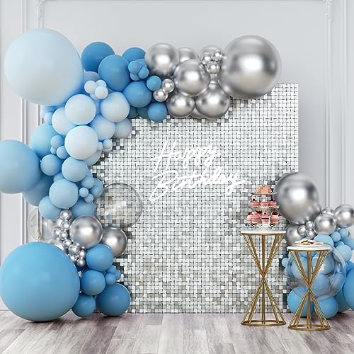 Silver Shimmer Wall Backdrop, 12pcs Sequin Panels by KateBackdropforPhotography
