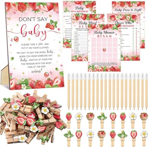 Patelai 321 Pcs Baby Shower Games Supplies, Strawberry by Patelai