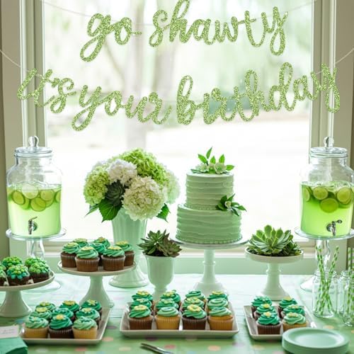 BEISHIDA Grass Green Pre-Strung Go Shawty It's Your Birthday Banner Decor - Image 4