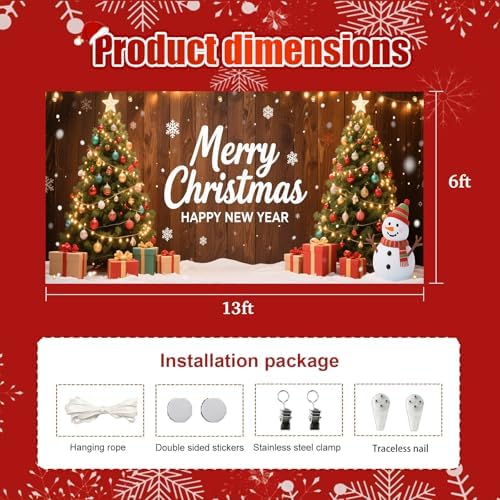 HOMETITUTE Merry Christmas New Year Garage Banner 13x6ft - Image 7