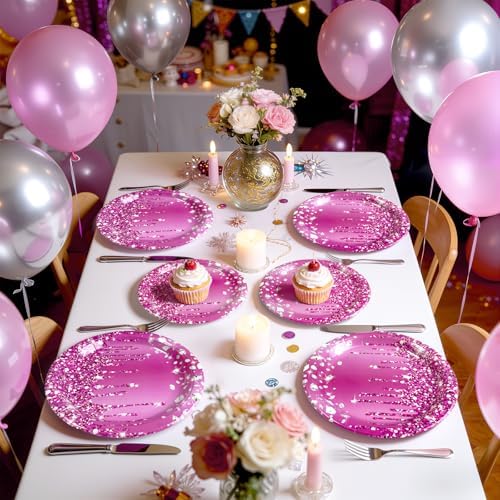 75Pcs Rose Red Diamond Party Decorations, Plates and Napkins for 25 Guests - Image 6