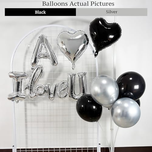 Black Silver Birthday Decorations for Men, Hotel Birthday Decorations for Him with LOVE Balloon, Happy Birthday Balloons, Black Rose Petals, Birthday Room Decor Anniversary Decor - Image 3