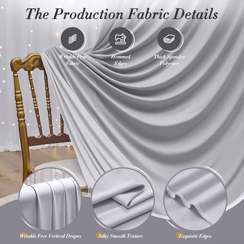 30 ft x 10 ft Wrinkle Free Silver Backdrop Curtain for Parties, Polyester Silver Grey Backdrop Drapes 6 Panels 5x10ft for Baby Shower Photoshoot Engagement Wedding Birthday Photography Background - Image 6