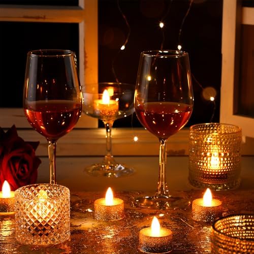 Retisee 48 Pack Flameless LED Candles Glitter Decor,Gold,Silver,1.65 Inch - Image 4