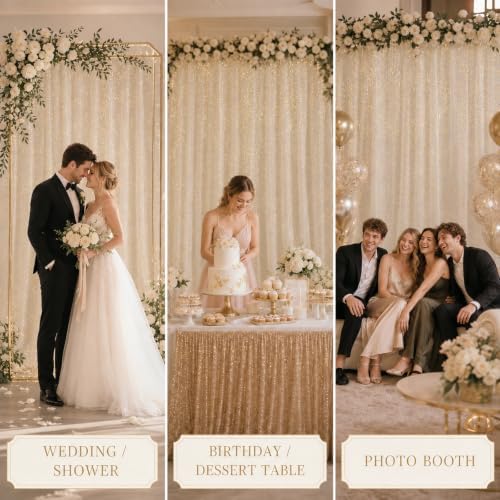 Bupelo White Tulle Backdrop Curtains with Gold Foil 15x8ft Sheer Curtain - Image 6