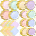 144 Pcs 48 Guests Pastel Plates and Napkins Party Supplies by Skybooly