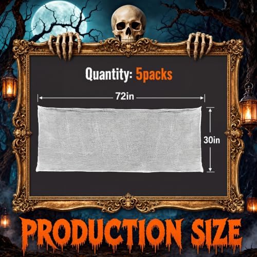 Cyantor 5Pcs Halloween Creepy Cloth White 30×72inch, Creepy Fabric Halloween for Haunted House Supplies, Party Outdoor, Indoor - Image 3