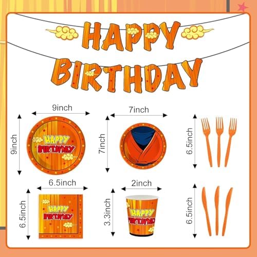 Anime Dragon Theme Party Supplies Cartoon Birthday Party Decorations Disposable Plate Napkin Fork for Anime Party Decoration 20 Sets - Image 5