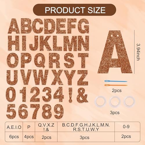 BEISHIDA Glitter Brown 116 PCS A-Z DIY Letter Custom Banner Party Decor - Image 3