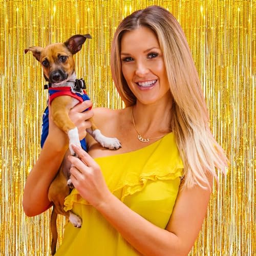 10 Pack Gold Backdrop Curtain 3.2ft x 8.2ft Metallic Tinsel Foil Fringe Curtains Photo Booth Background for Birthday Party Decoration Baby Shower Engagement Wedding Christmas Decoration (Gold) - Image 6