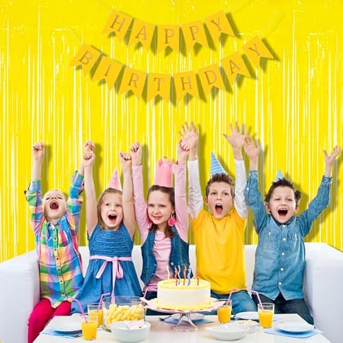 BRAVESHINE Fringe Curtain Backdrop | 2PCS | Pastel Yellow Party Decorations - Image 6