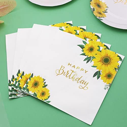 Sunflower Birthday Decorations for Women, Happy Birthday Plates and Napkins for Women Girl, Sunflower Party Decorations Serves 25, Thanksgiving Fall Party Decorations - Image 5