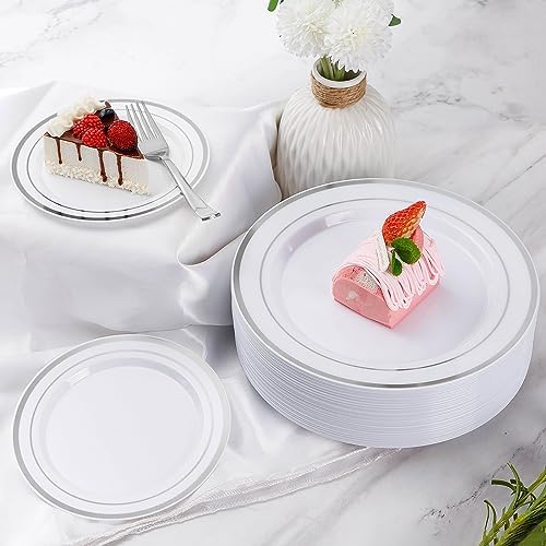 Goodluck 600 Plastic Piece Disposable Silver Plates for 100 Guests - Image 6