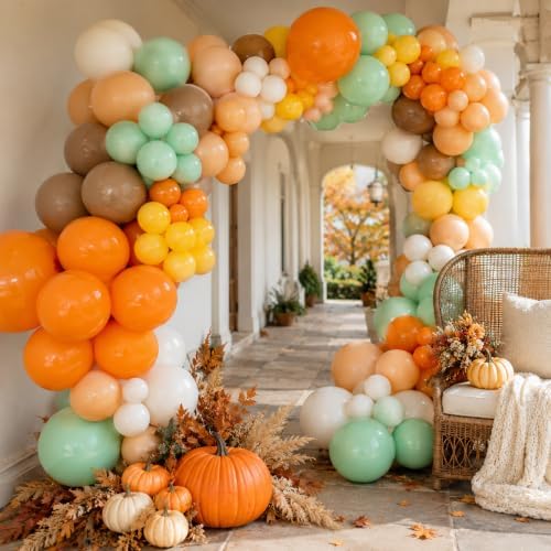 Orange Green Balloons Garland Arch Kit Fall Autumn Balloon Party Decoration - Image 5
