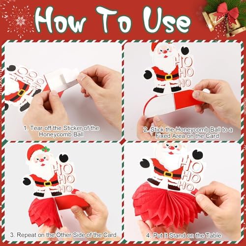 JULMELON 8 Pcs Christmas Table Decorations, 3D Xmas Honeycomb Centerpiece - Image 4