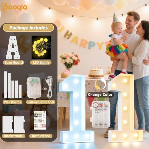 Pooqla 3 FT Marquee Numbers, Light Up Number 5 5th Birthday Decorations - Image 2