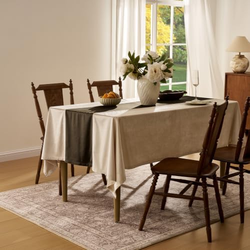 Beige Table Cloth Rectangle Table: Luxurious Champagne Velvet Table Cloth - Image 5