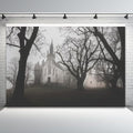 Halloween Gothic Church Backdrop Foggy Cemetery Dark Trees Haunted Chapel Horror Scary Movies Photography Background for Halloween Party Photo Booth Studio Props 15x8ft by CRTPODHomeDecor