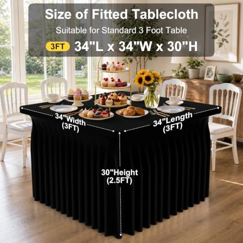 Smiry Spandex Elastic Fitted Table Cloth Skirt for 3FT Square Table - Image 4