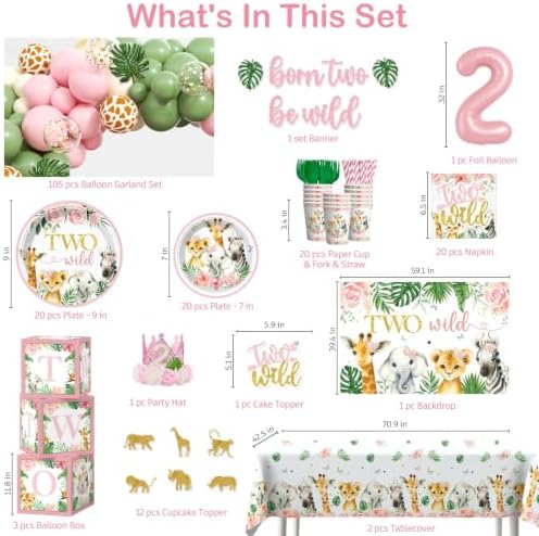 Two Wild Birthday Decorations Girl Safari Animal Jungle Theme 2nd Party - Image 2