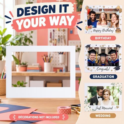 Beeveer 40 x 30 in Large Photo Booth Selfie Frame Props,White Horizontal - Image 4