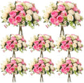 Geosar 8 Bundles Artificial Peonies Flowers,Pink, Champagne by Geosar