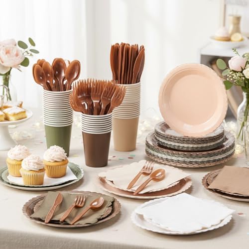 Zhehao 175 Pcs Woodland Paper Plates and Napkins Party Supplies - Image 2