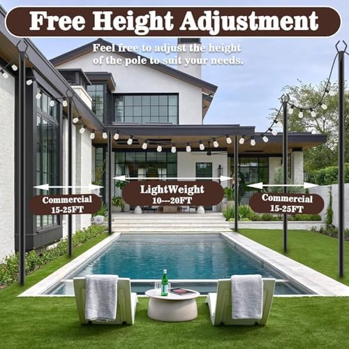 10Ft Exterior Light Poles 10 Pack, Durable Metal String Light Posts for Outdoor Use, Equipped with Fixed Brackets for Yard, Terrace, Backyard and Garden Lighting Decor - Image 6