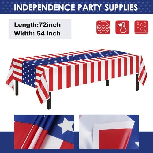152 Pack Red White and Blue Decorations,Patriotic Decorations Plates Sets - Image 3