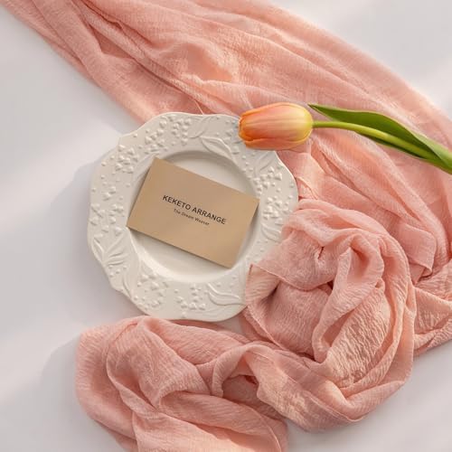 Pink Cheesecloth Table Runner 120 Inches Fall Party Home Decorations - Image 3