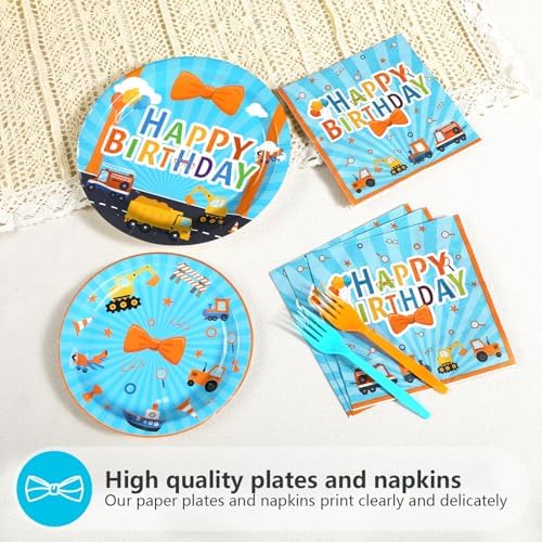 96 Pcs Blue Orange Cartoon Party Decorations for Boys Girls Serves 24 - Image 3