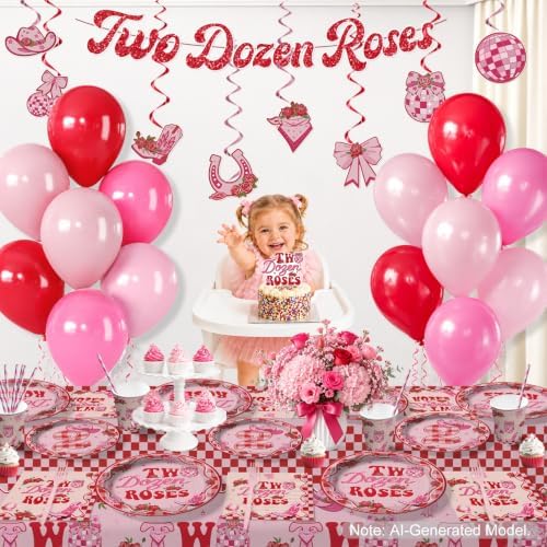 217PCS Two Dozen Roses 2nd Birthday Theme Party Supplies, Serves 25 - Image 4