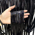 3 Pack Fringe Curtains Party Decorations,Tinsel Backdrop Curtains for Parties,Photo Booth Wedding Graduations Birthday Christmas Event Party Supplies (Black) by BEAYFILY