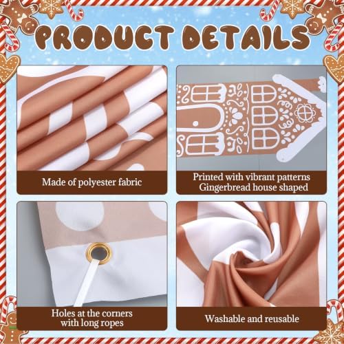 Chumia 3 Pcs Large Christmas Gingerbread House Backdrop Decorations - Image 3