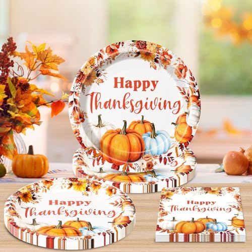 50 Pcs Thanksgiving Paper Plates and Napkins Set - Image 6