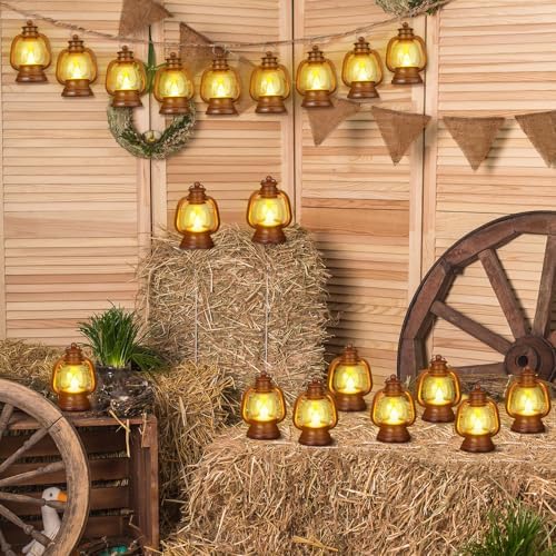 Ferraycle 12 Pcs Mini Lanterns Bulk 4 Inch Brown Lamp Table Centerpieces - Image 3