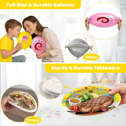 Yellow Cartoon Sea Birthday Decorations, 24 Guests Undersea Party Kit - Image 4