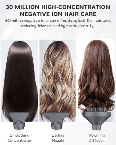 slopehill Professional Ionic Hair Dryer with Diffuser - Lightweight, Compact, Powerful & Fast Salon Blow Dryer with High Speed Brushless Motor for Travel, Women & Men Ceramic, Black - Image 5
