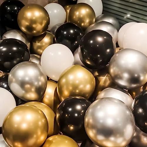 300 Pcs Gold Silver and Black White 5 Inch Balloons Metallic Chrome Shiny Assorted Colors Latex Small Balloon for Wedding Birthday Graduation Baby Shower Christmas Valentine’s Day Party Decorations - Image 4