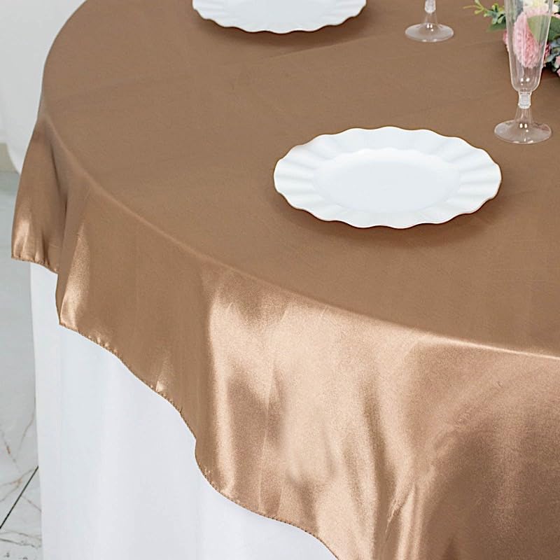Balsa Circle 10 pcs 72x72 inch Taupe Square Tablecloth Satin Fabric Overlays Linens | Table Cloths Cover for Wedding Party Banquet Reception Events Decoration Kitchen Dining Events Kitchen Dining - Image 5