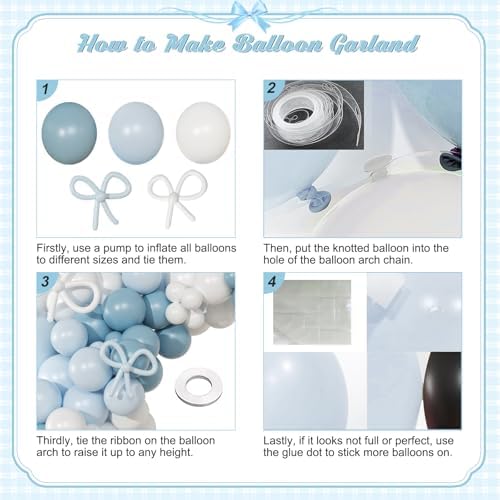Blue White Balloon Arch Kit for Baby Shower Birthday Decor - Image 6