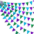 Blue Green Purple Party Decorations Metallic Fabric Triangle Pennant Banner Flag Bunting for Men Boys Video Game Theme Birthday Graduations Retirement Wedding Bachelor Baby Shower Party Supplies by pinkblume