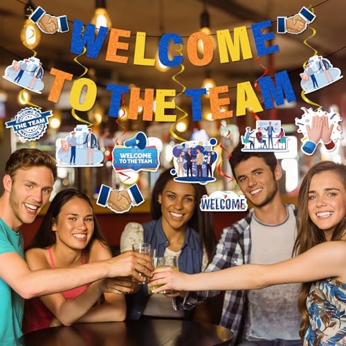 Welcome to the Team Banner Hanging Swirls Party Decorations 10PCS - Image 4