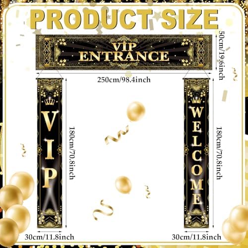 Smoothnovelty 3 Pcs Gold VIP Entrance Banner - Image 3
