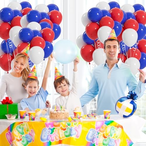 100pcs Red White and Blue Balloons, 12 inch Independence Day Patriotic Balloons for 4th of July Graduation Baseball Birthday Party Decorations - Image 5
